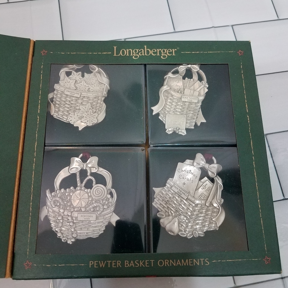 Longaberger Basket Pewter Ornaments 97 98 99 00